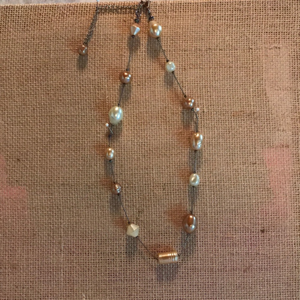 Pearl and silver tone necklace